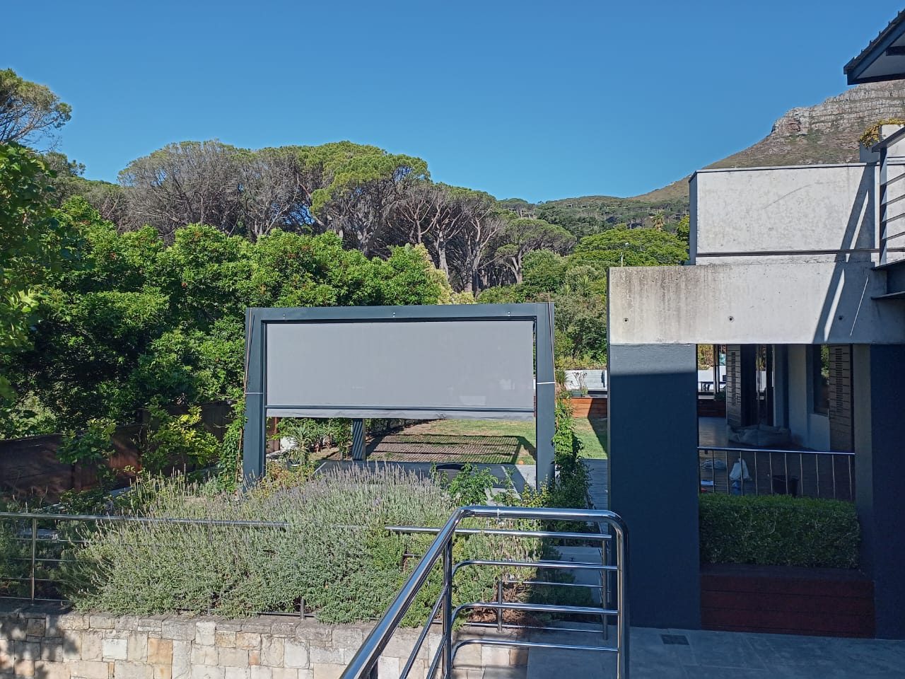 Aluminium pergola with automated drop down blind, photo 8