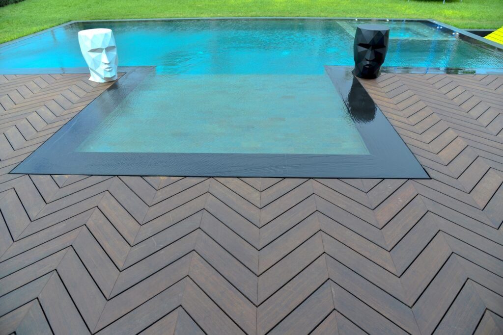 Composite deck Herring Bone design
