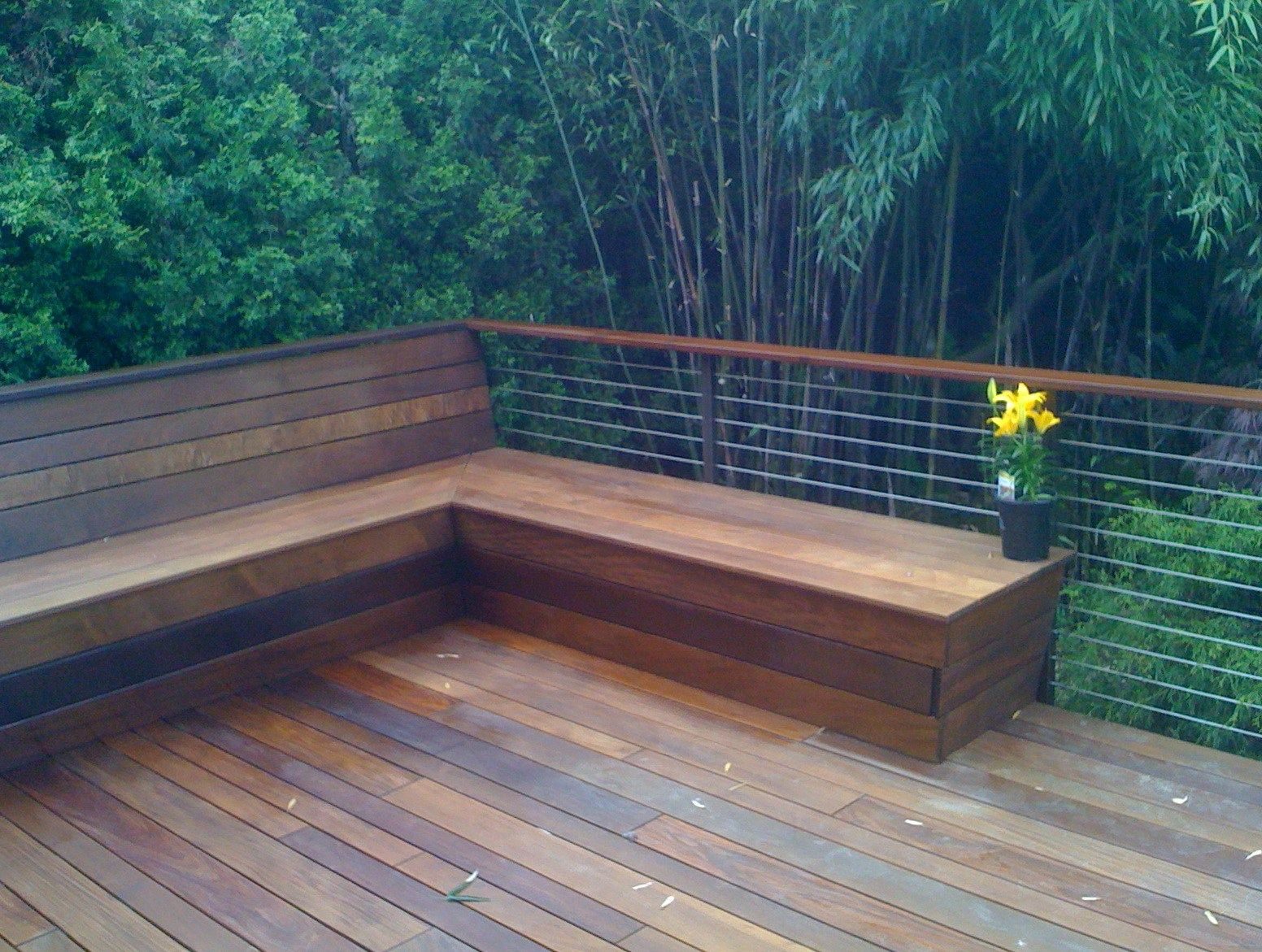 Deck bench as railing
