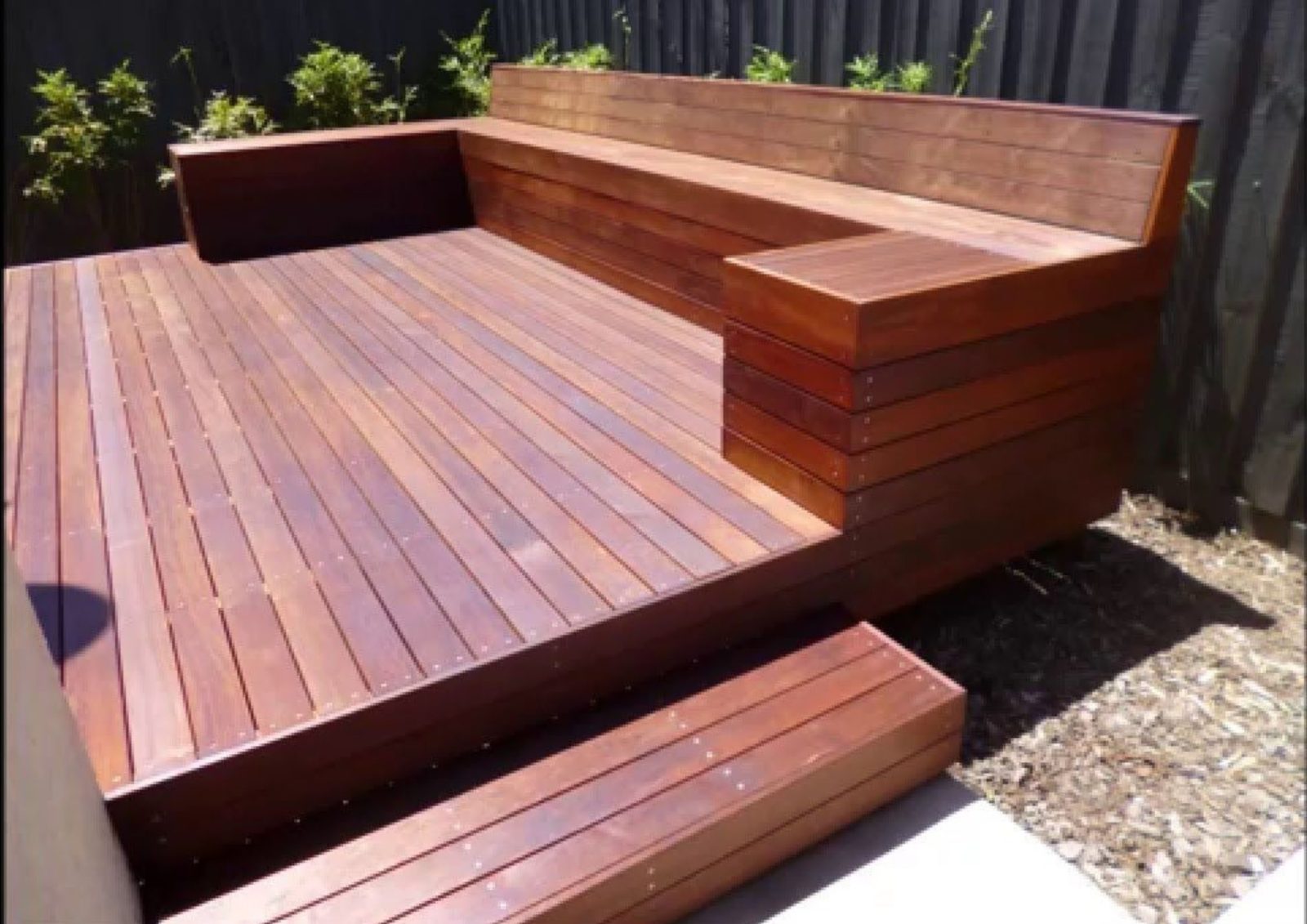 Deck seat with back rest
