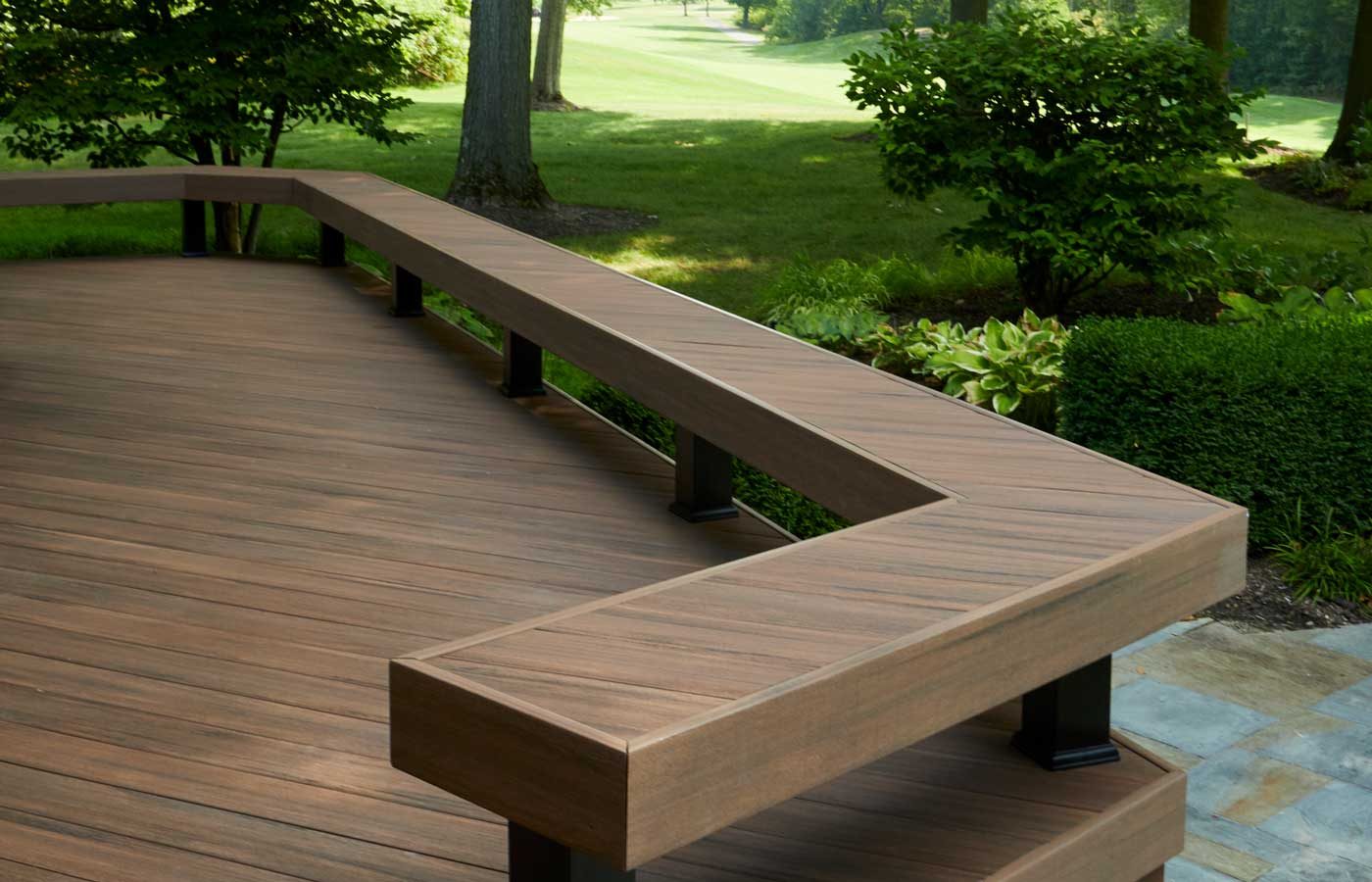 Hardwood deck and deck seating