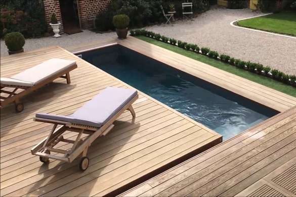 A high-end sliding pool deck.