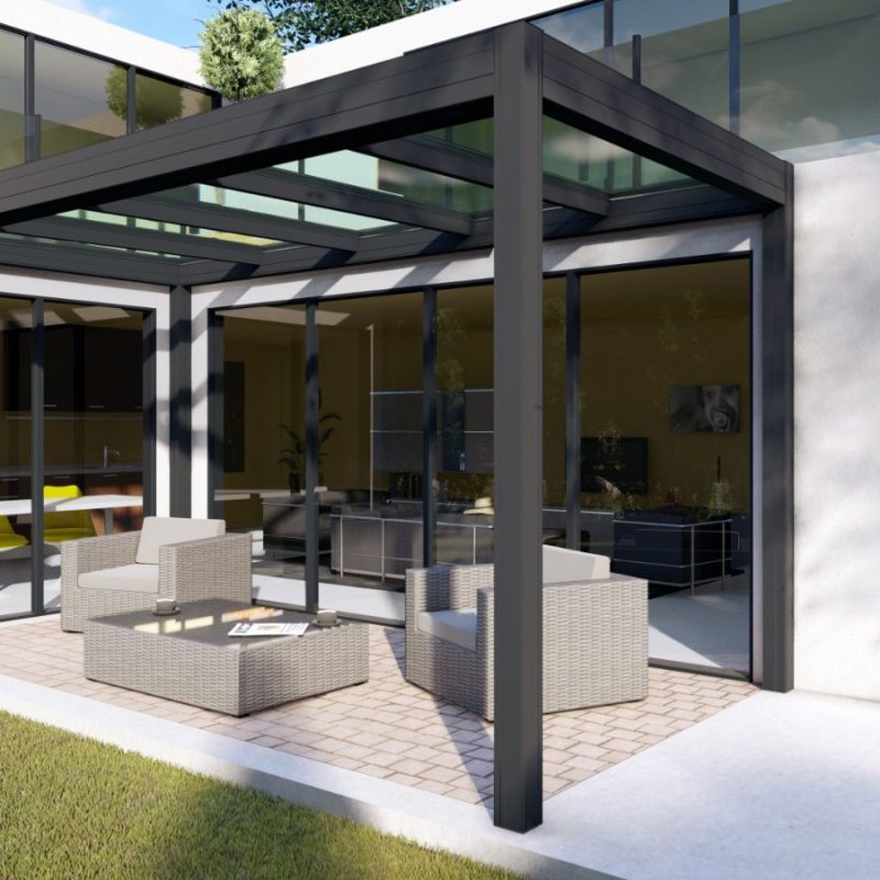 Glass roof pergola