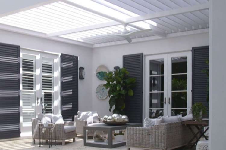 An automated louvered roof.
