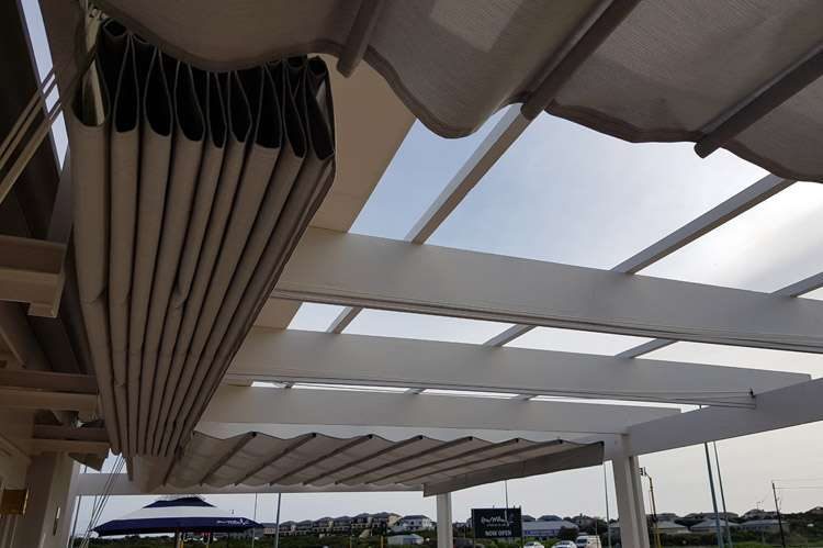 A retractable pergola shade.